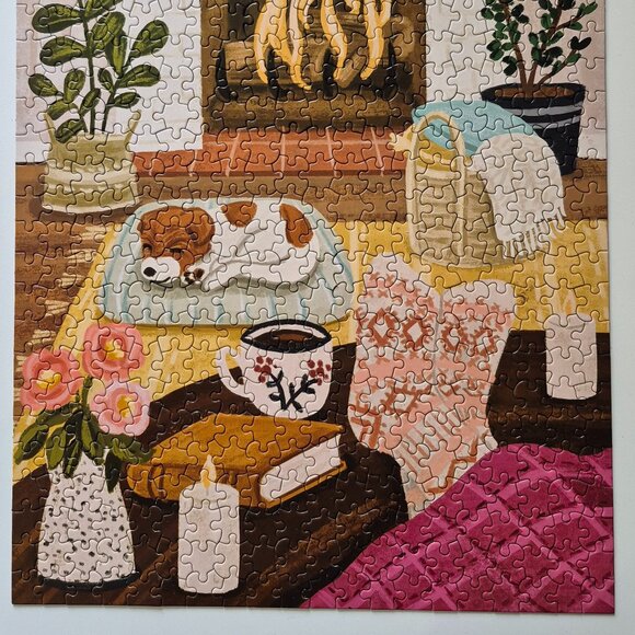 500 Piece "Cozy Fireplace" Jigsaw Puzzle With Candle - Picture 3 of 5